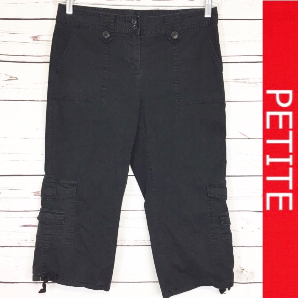 Style & Co Petite Cargo Black Capri